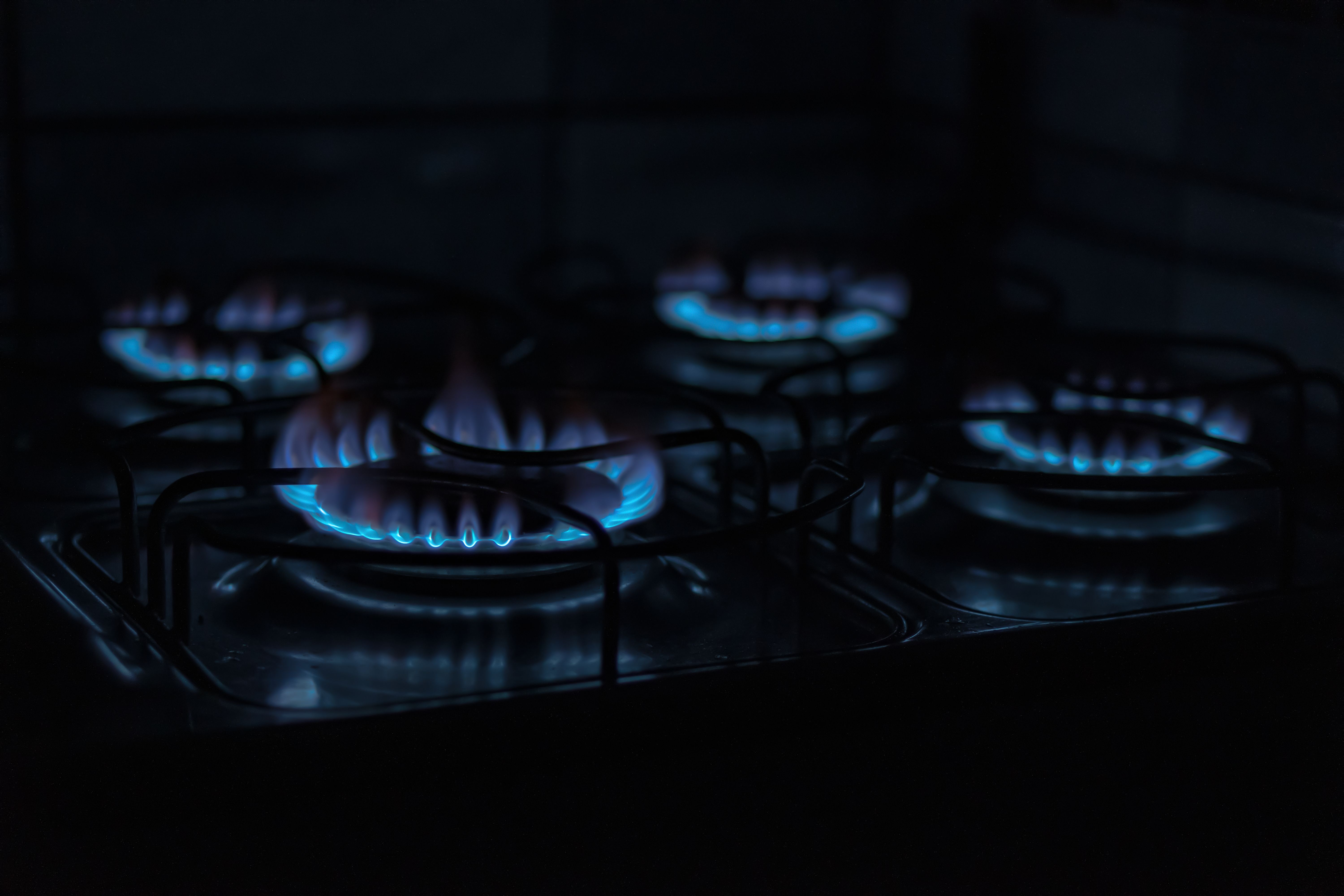 LPG gas burning on stove